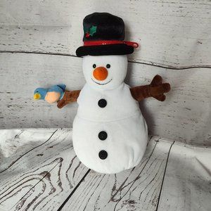 Mary Meyers Plush Snowman With Zipper Hat And Blue Bird